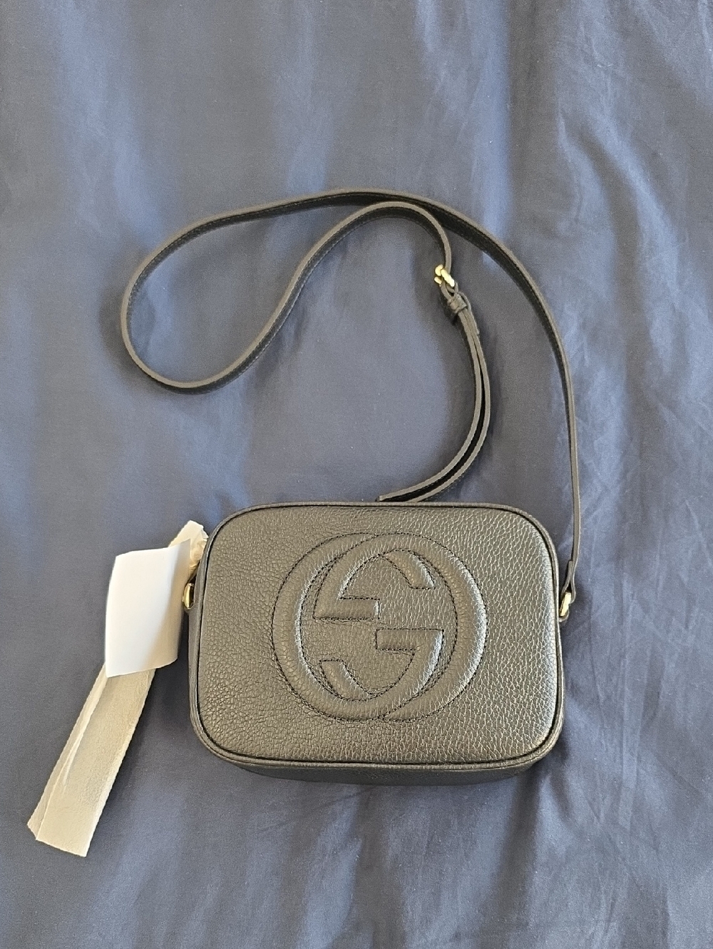 Gucci Black Pebbled Leather Crossbody Bag with GG Embossed Logo